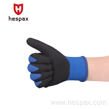 Hespax Waterproof Sandy Nitrile Dipped Safety Work Gloves